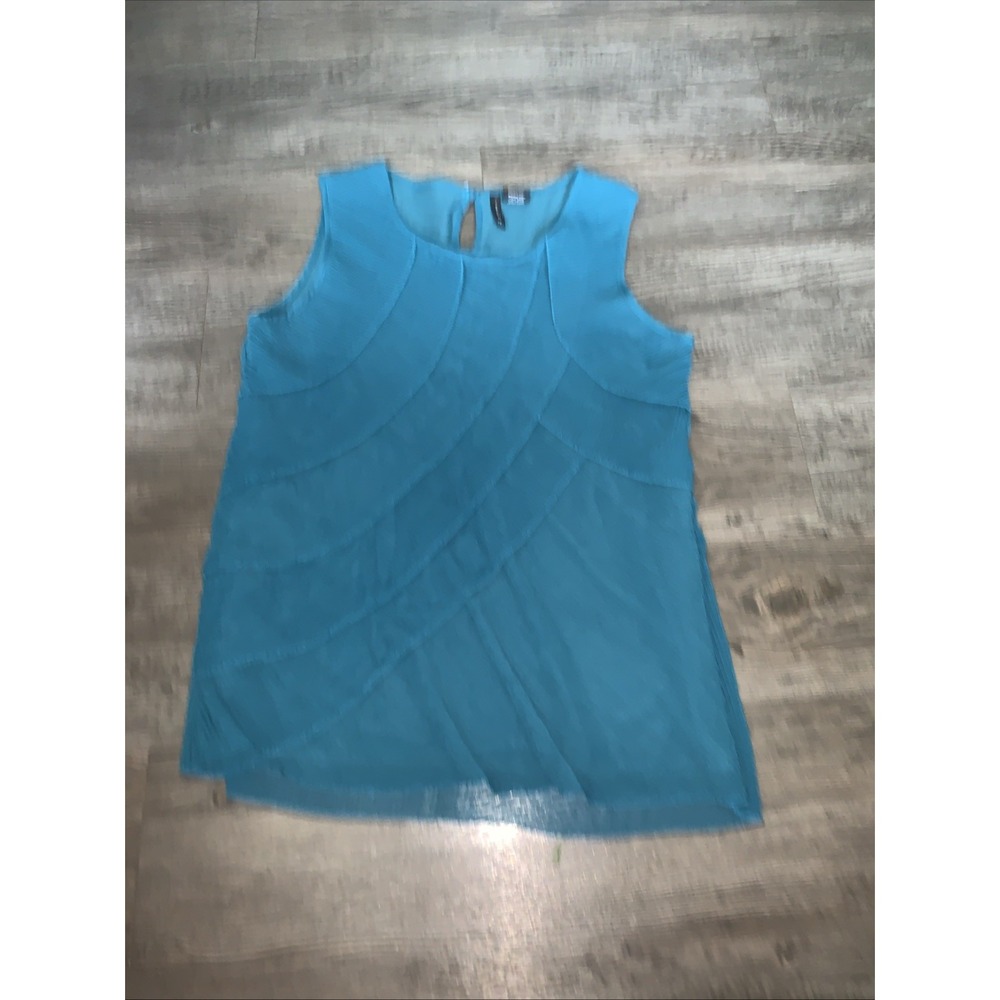 New Directions Womens Blue Ruffled Pleated Tank Top Size M